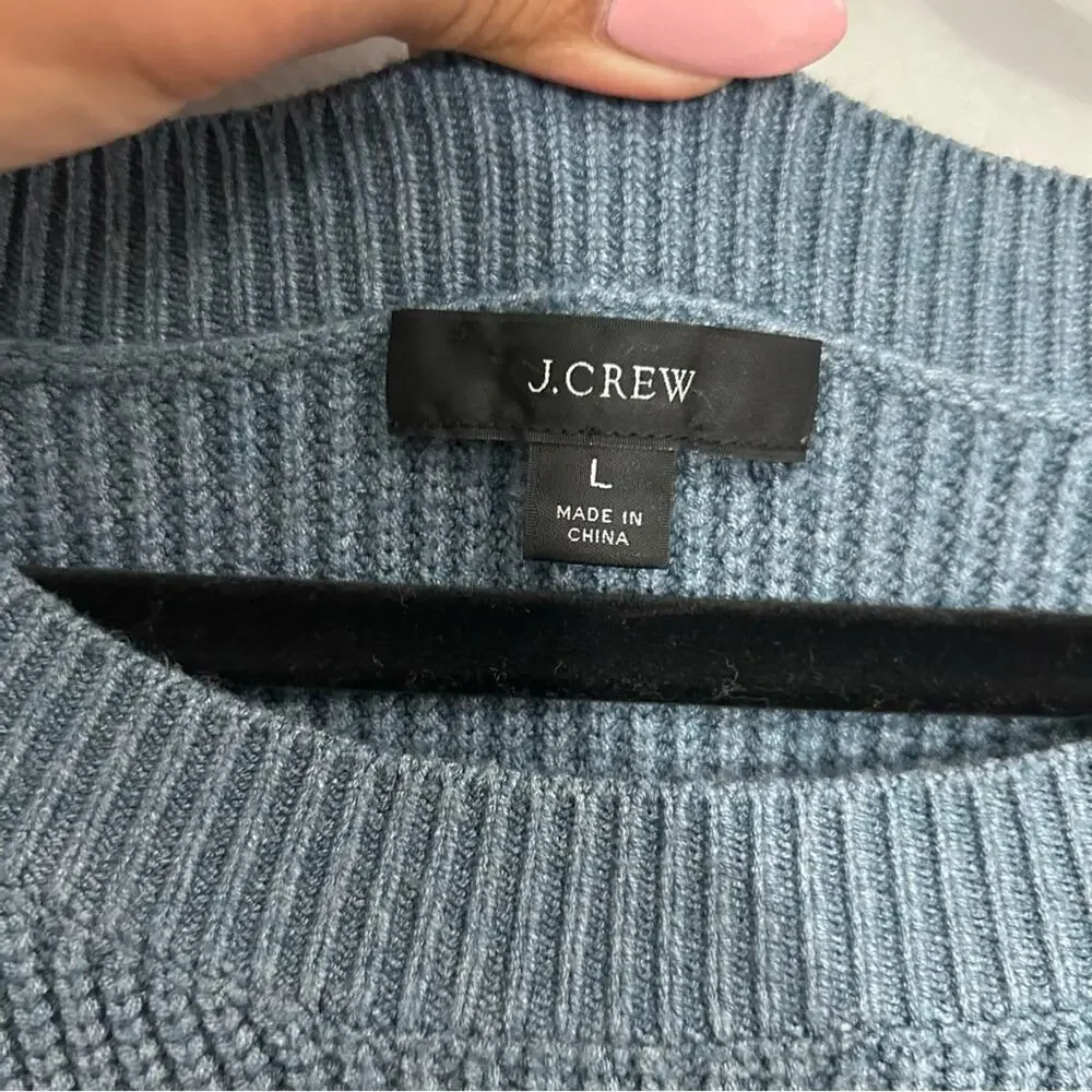 J. Crew Ribbed Stretch Crewneck Sweater in Heather Seascape Size Large